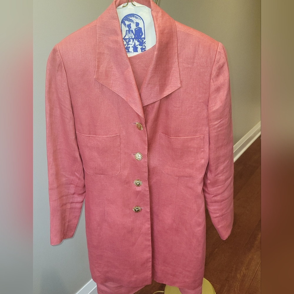 Matching Sunny Choi linen dress and suit jacket